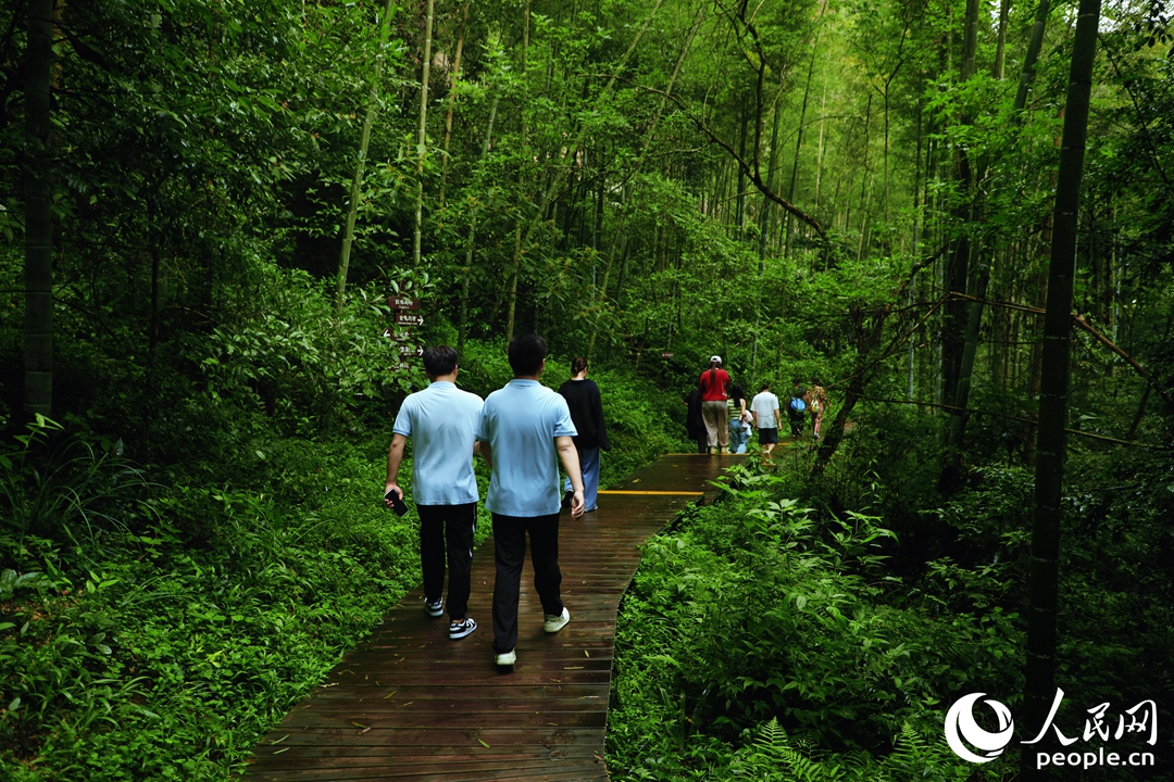 游客在寨下大峡谷游玩。人民网 李唯一摄