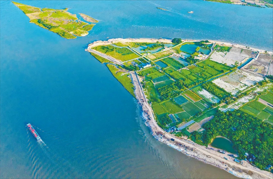 闽江干流防洪提升工程(龙祥岛段)。林双伟摄